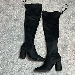 Kelly & Katie Black Over-the-Knee Boots with Suede Finish